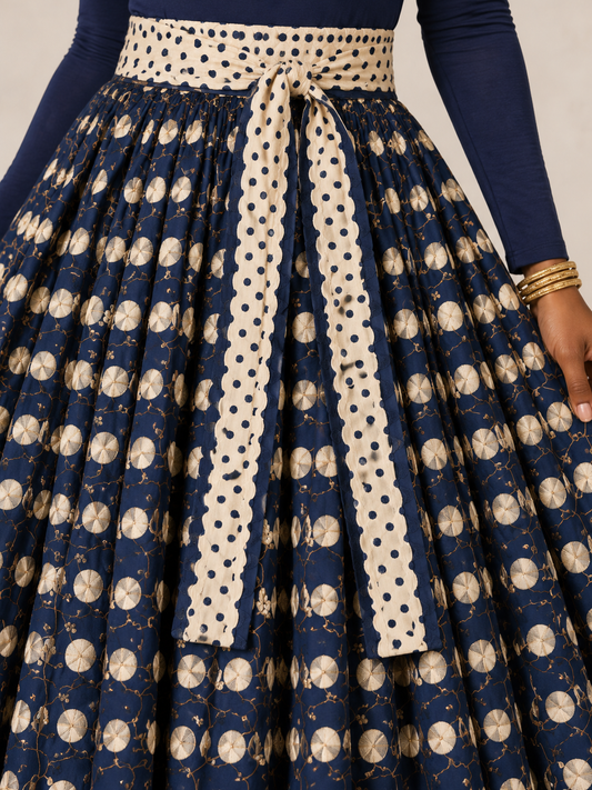 Elegant Navy and Cream Skirt