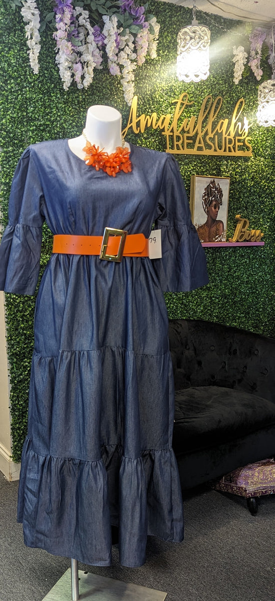 Maxi tiered denim dress – Amatullah's Treasures Boutique