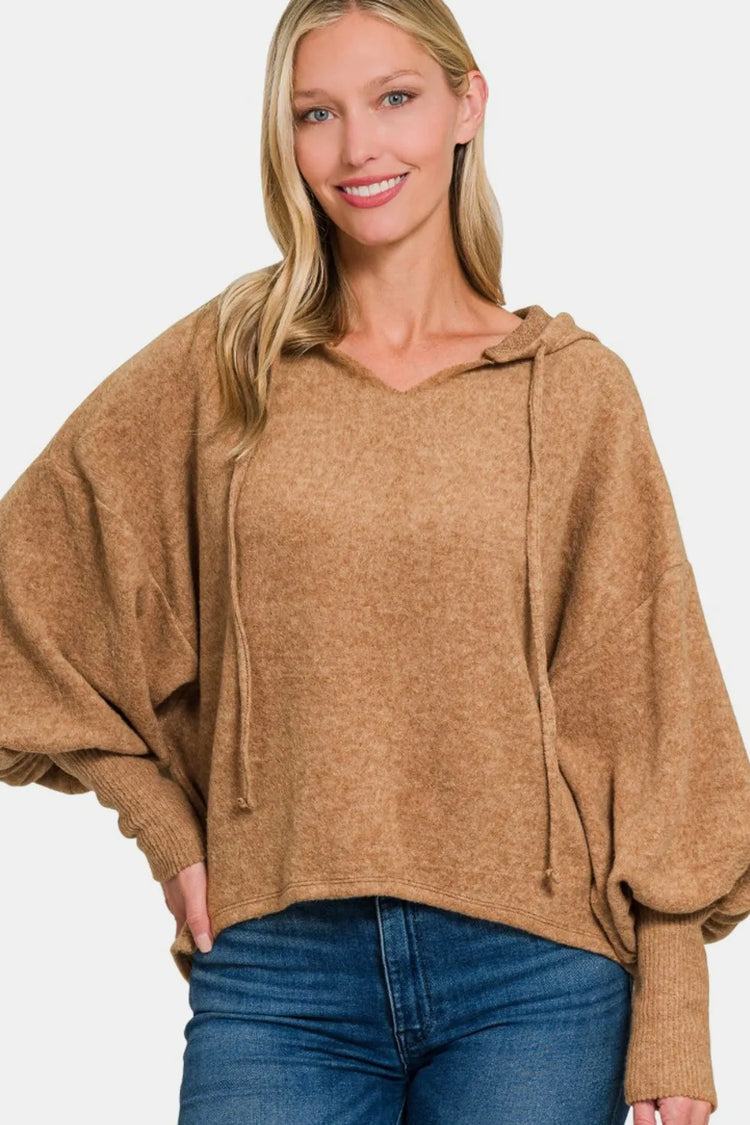 Brushed Hacci cropped hoodie