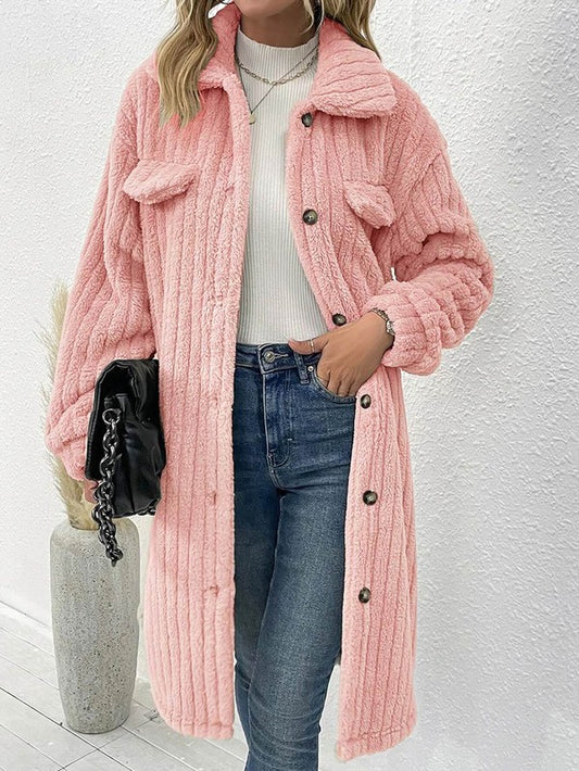 Long blue sherpa coat