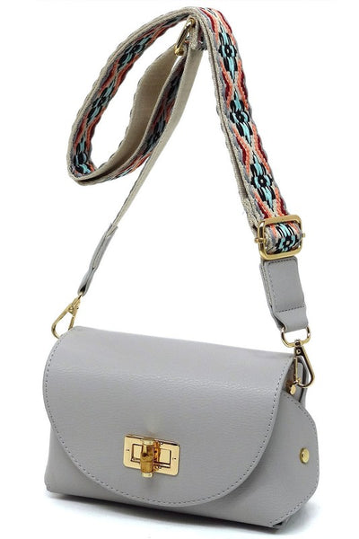 Bamboo Twist Lock Flap Crossbody Bag