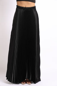 Pleated satin maxi skirt