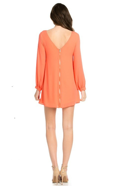 long sleeve shift dress coral Amatullah's Treasures Boutique long sleeve shift dress coral Amatullah's Treasures Boutique