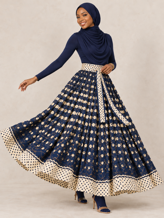 Elegant Navy and Cream Skirt