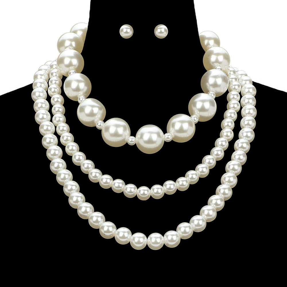 Multi-strand simulated pearl necklace
