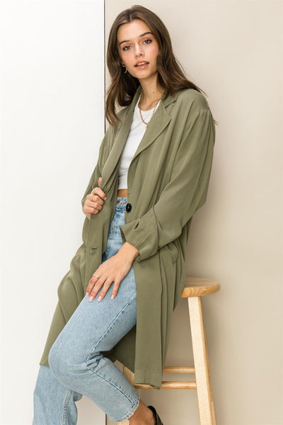 Right Round Button Front Oversized Coat