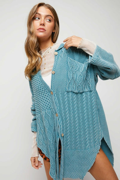 SOLID BUTTON DOWN CARDIGAN