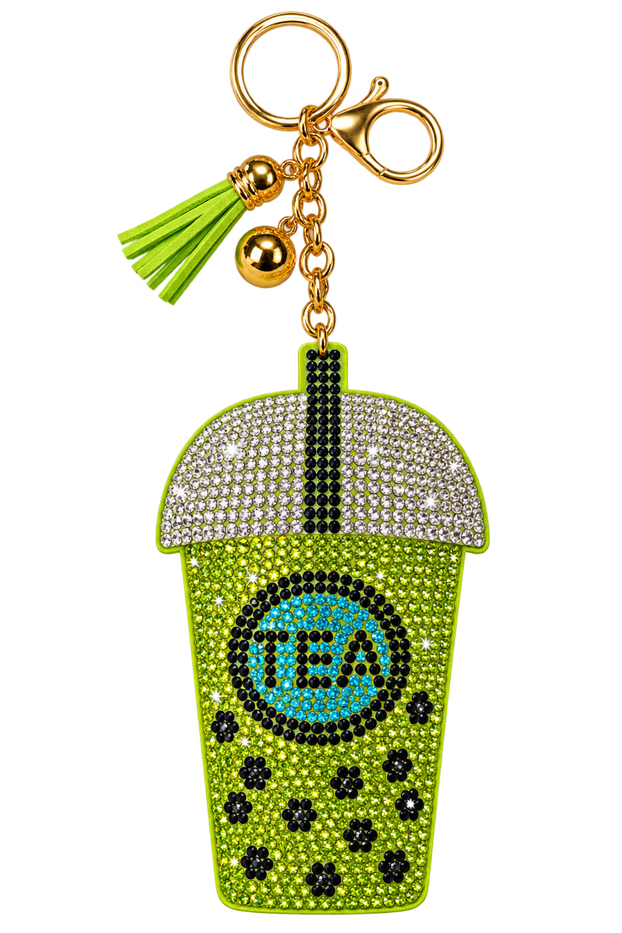 Green Rhinestone Bubble Tea Bag Charm