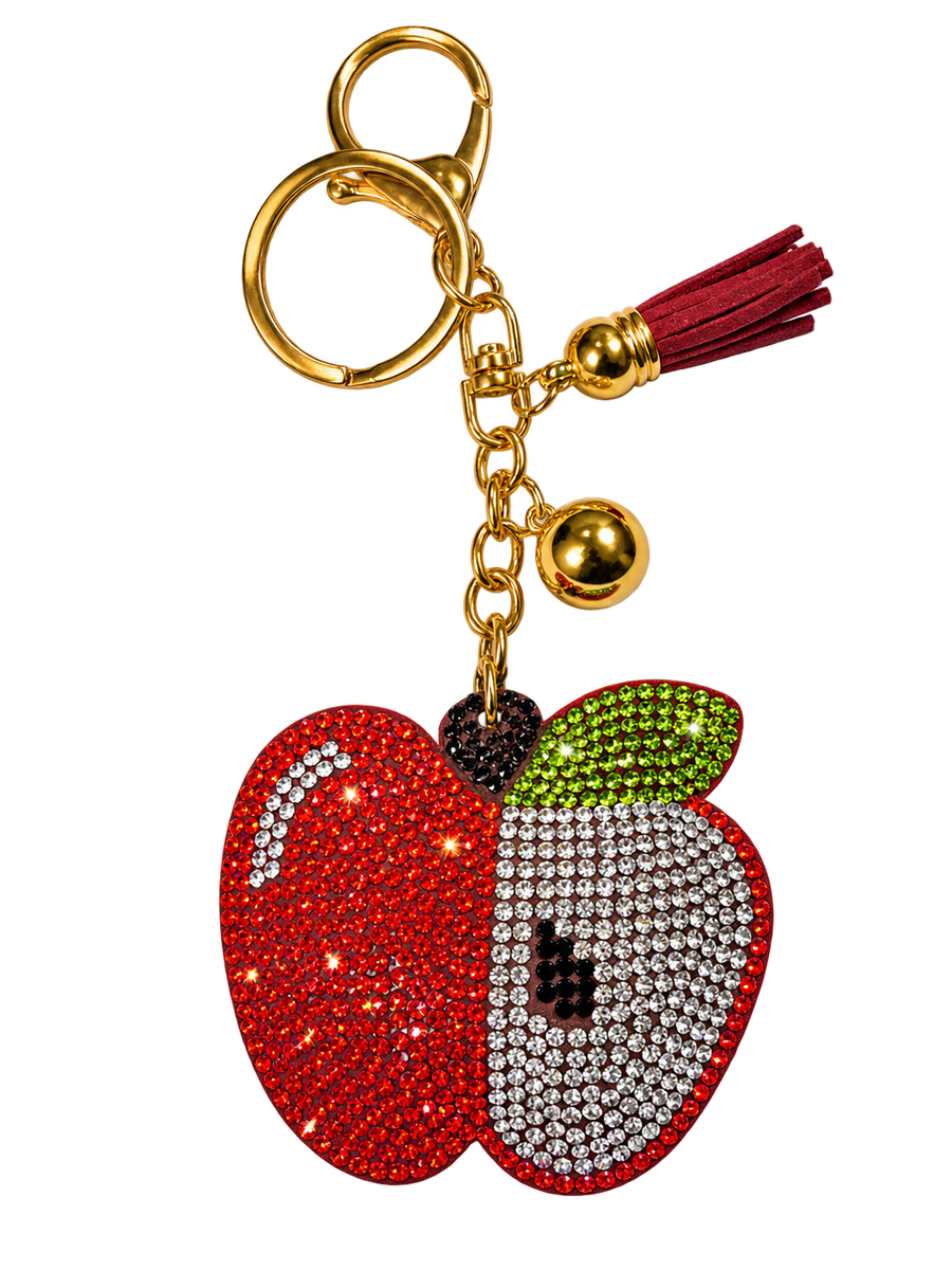 Red Rhinestone Apple Bag Charm