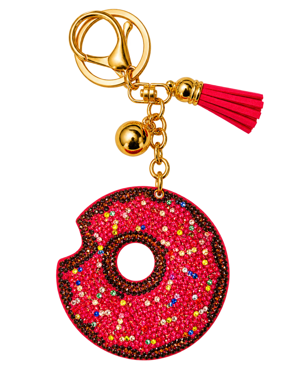 Red Rhinestone Doughnut Bag Charm