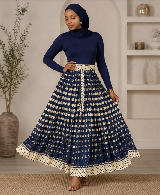 Elegant Navy and Cream Skirt