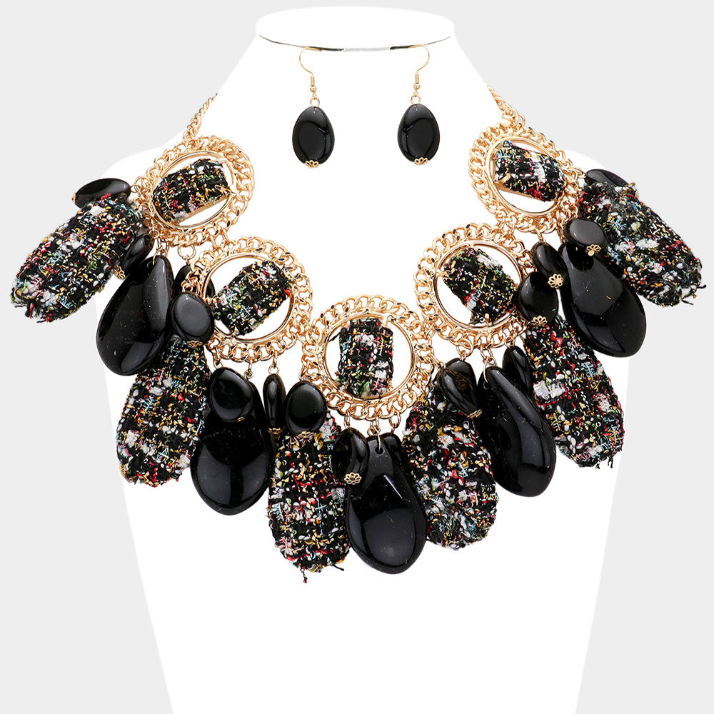 Black and Gold Statement Necklace set