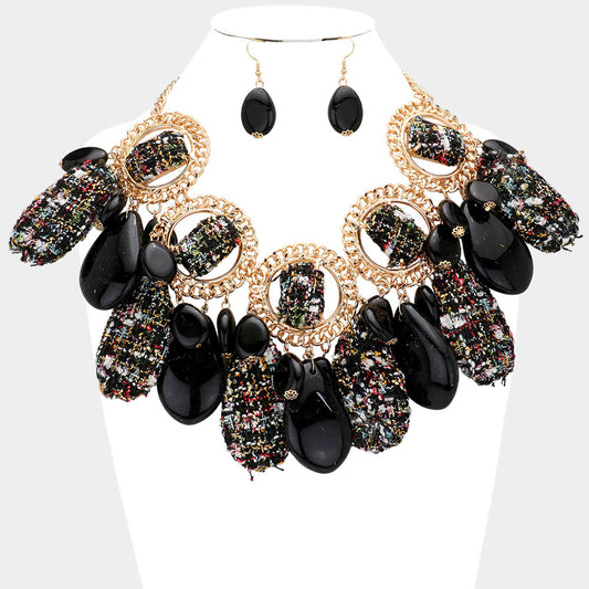 Black and Gold Statement Necklace set