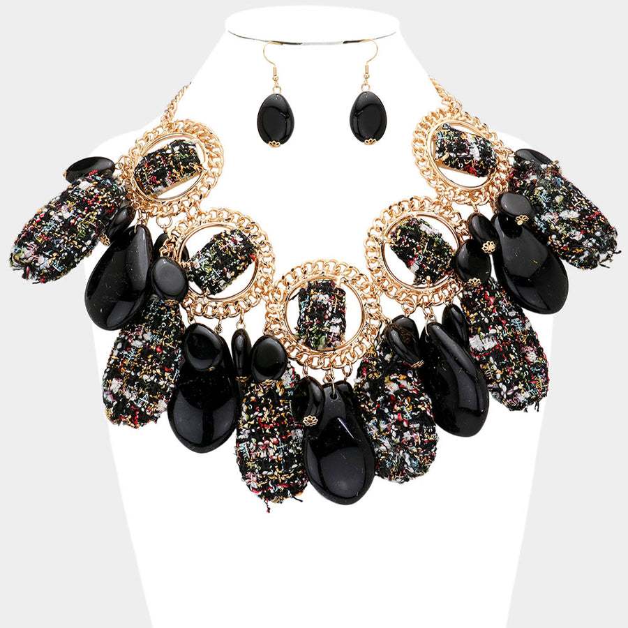 Black and Gold Statement Necklace Set