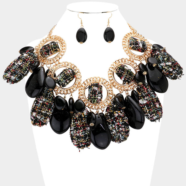 Black and Gold Statement Necklace set