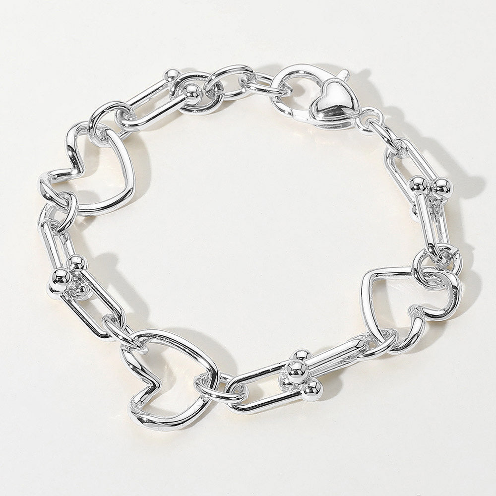 Silvert Heart Link Chain Bracelet
