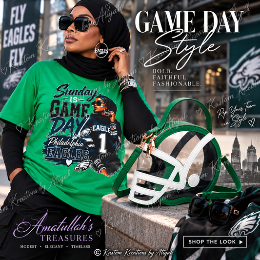Game Day Football Helmet Handbag – Green & White