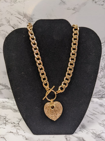 Beat of My Heart gold toggle necklace, additional view