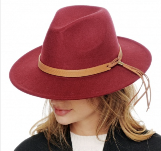 Felt Fedora : Burgundy
